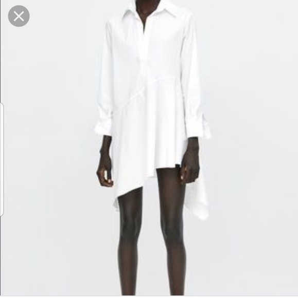 Zara Tops - Zara Asymmetrical Long Sleeved White Blouse